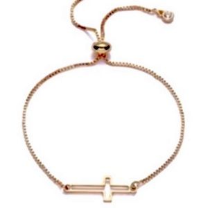 NEW Stainless Steel Hollow Cross Slider Bracelet